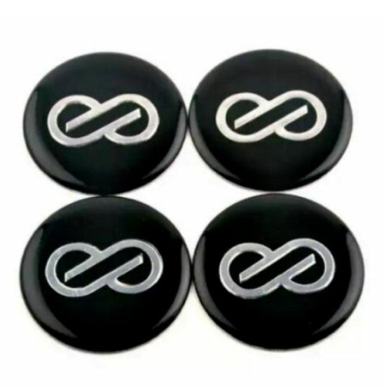4-Piece Pack Enkei Black Edge Stickers, Wheel Center Stickers, Rim Stickers, Logos 56mm