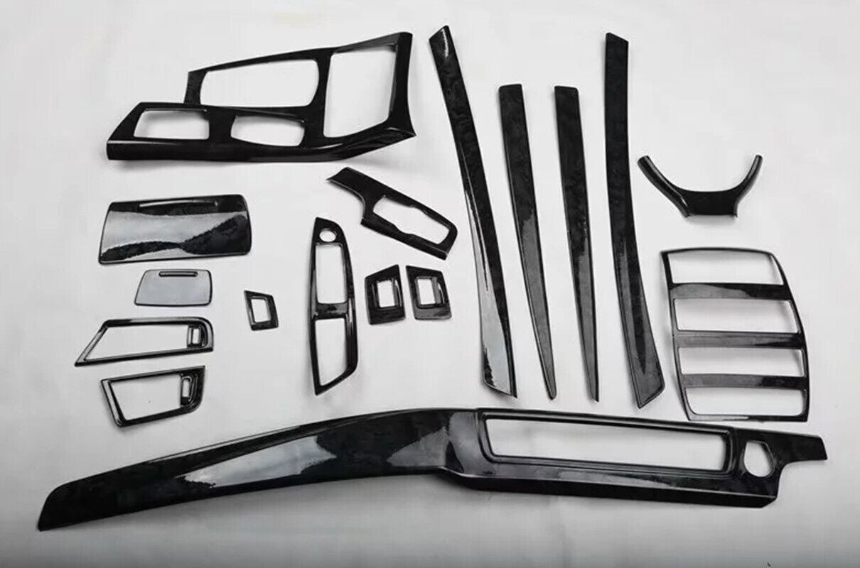 for BMW 5 Series 2011-2016 Black Wood Grain Interior Molding Kit Cover Trim 17P
