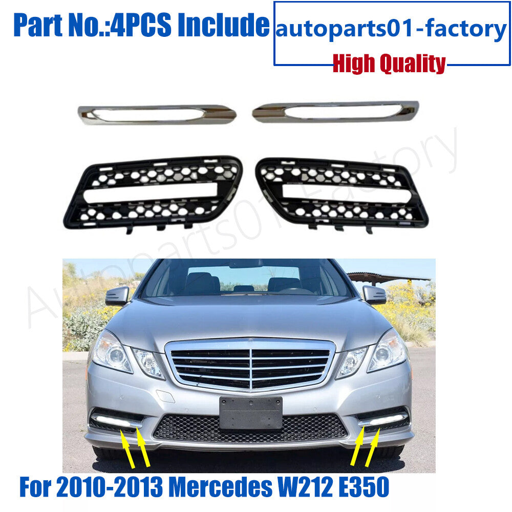 4PCS Fog Lamp Grille Trim Molding Kit Fit For 2010-2013 for Mercedes W212 E350