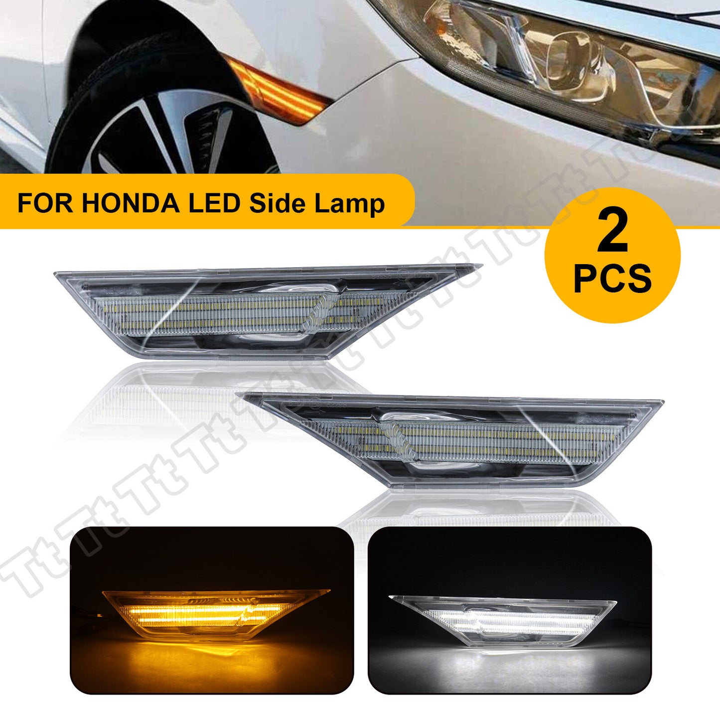 Suitable for 2016-21 for Honda for Civic LED fender side marker lights and turn signals.