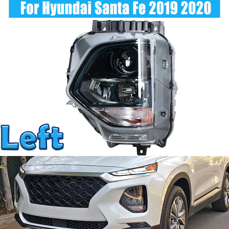 Left Headlight Assembly Front Fog Light for Hyundai Santa Fe 2019 2020 Halogen