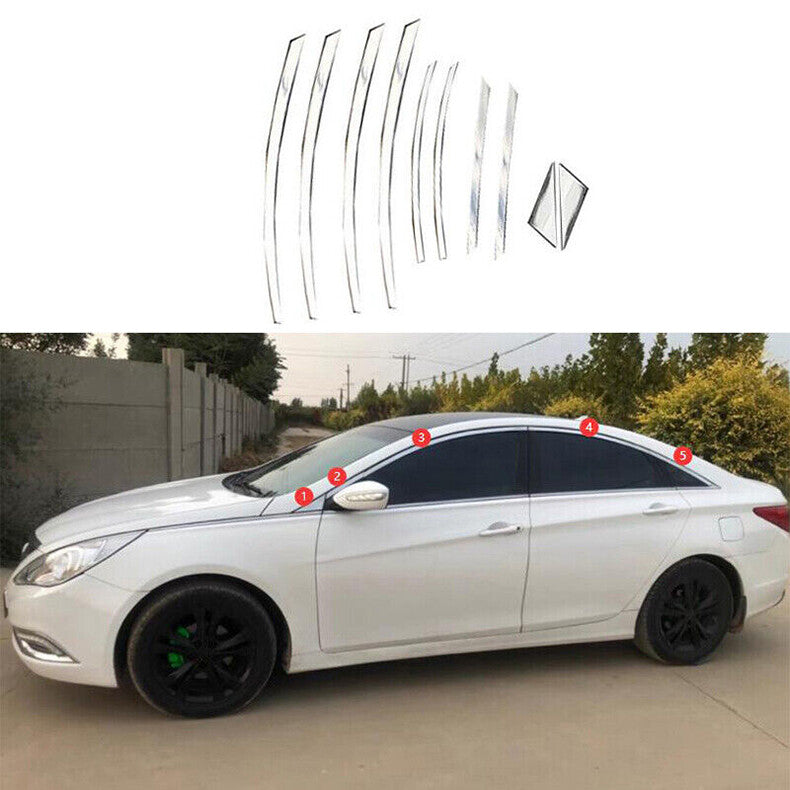 for Hyundai Sonata 2011-2014 Chrome Steel upper Windows Sill Molding Strip Trim