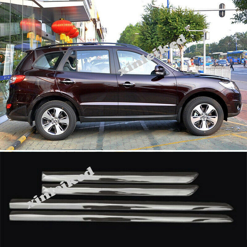 4X for Hyundai Santa Fe 2006-2012 Chrome Body Side Door Molding Cover Panel Trim