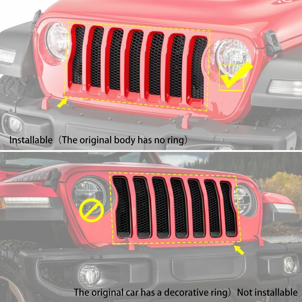9-piece headlight and grille insert ring cover trim for Jeep for Wrangler JL18+