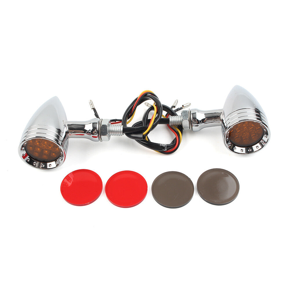 Chrome Motorcycle LED Brake Blinker Turn Signal Tail Light for Harley
