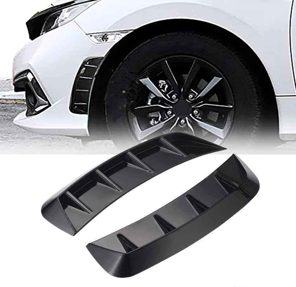 2pcs Glossy Black Car Side Fender Vent Air Wing Cover Trim Exterior Accessories