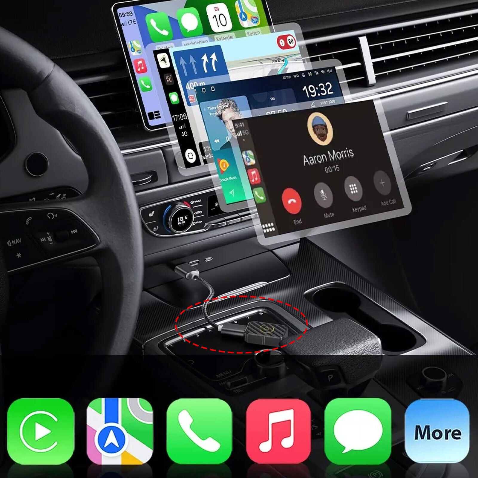 for Mini Wireless Car Play Adapter for Apple Plug Play Low Latency Converts Wire2g