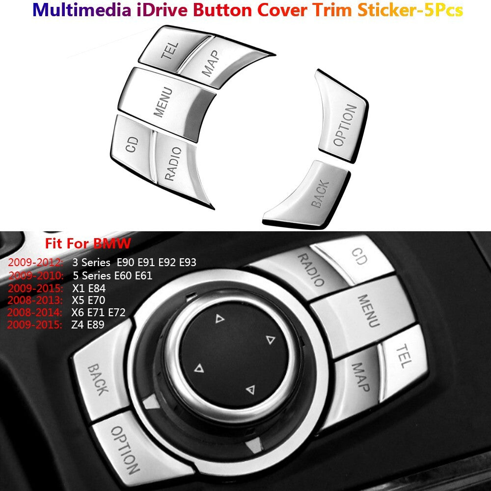 for BMW X1 X5 X6 Z4 E70 E71 E90 E60 E84 E89 Car Multimedia Button Cover Stickers