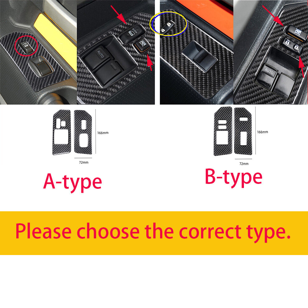 Red Carbon Fiber Window Lift Switch Button Cover For Toyot@ FJ Cruiser 2007-21 A