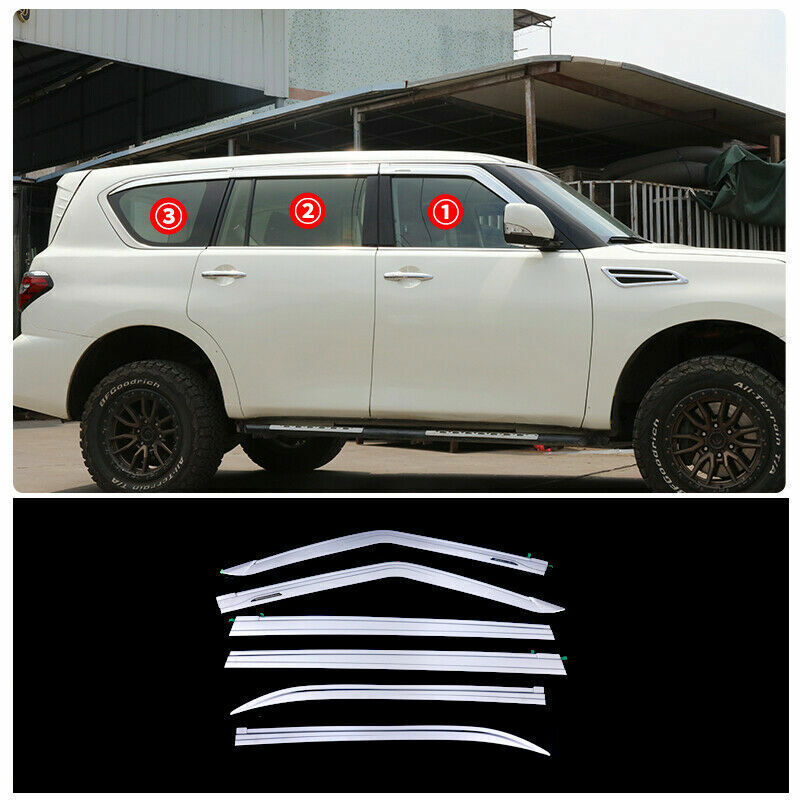 for Infiniti QX56 QX80 silver Window Wind Visors Sun Rain Guard Vent Deflectors