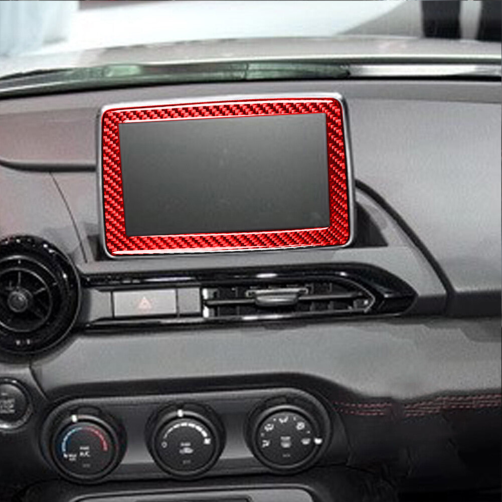 for Mazda MX-5 2016-20 Carbon Fiber Interior Navigation Displayer Cover Trim Red