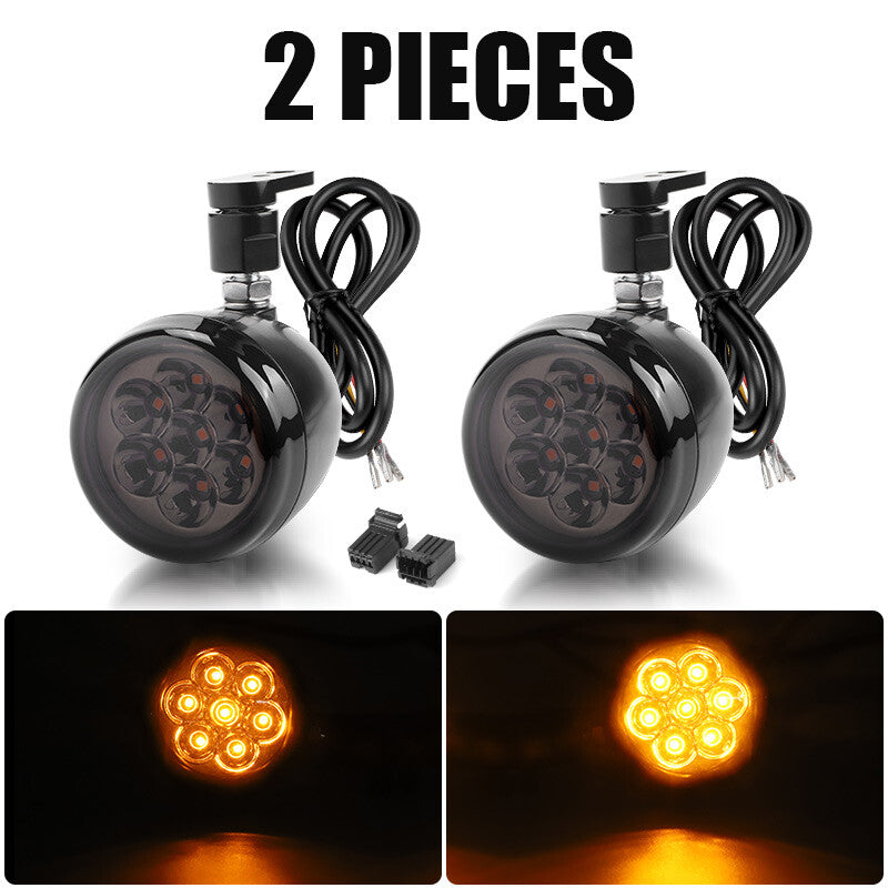 Motorcycle Front Turn Signal LED Lights Kit for Dyna Sportster XL Softail FXD
