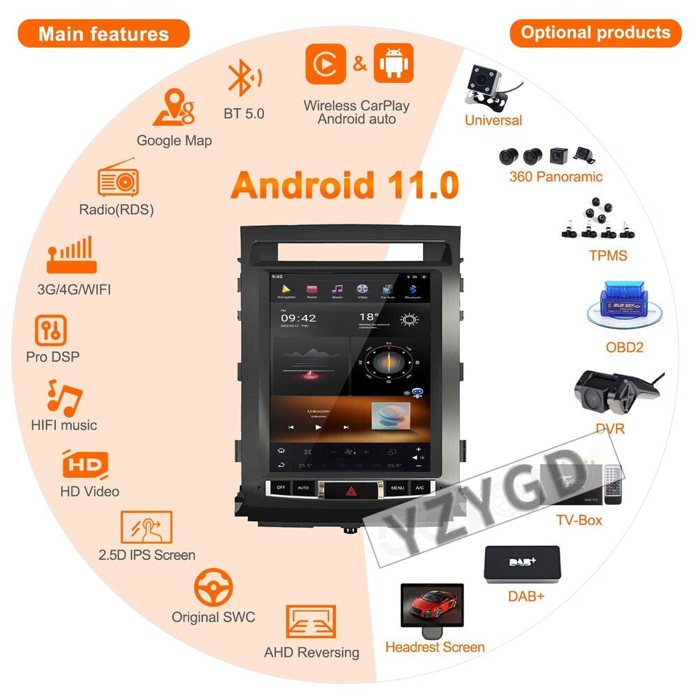 for Toyota for Land Cruiser LC200 2008-2015 CarPlay Receiver 2Din Car Radio Screen