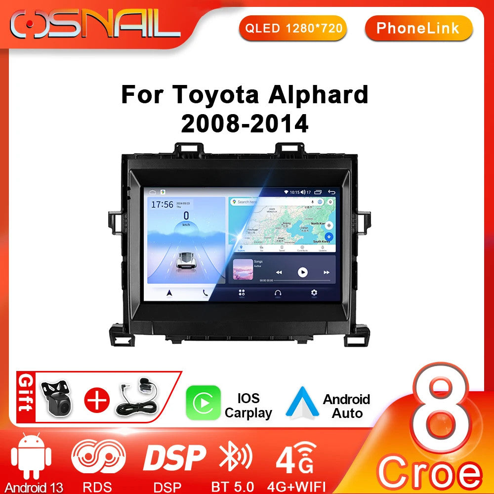 for Toyota Alphard H20 2008-2014 Android Auto Car Radio Stereo Player GPS Screen