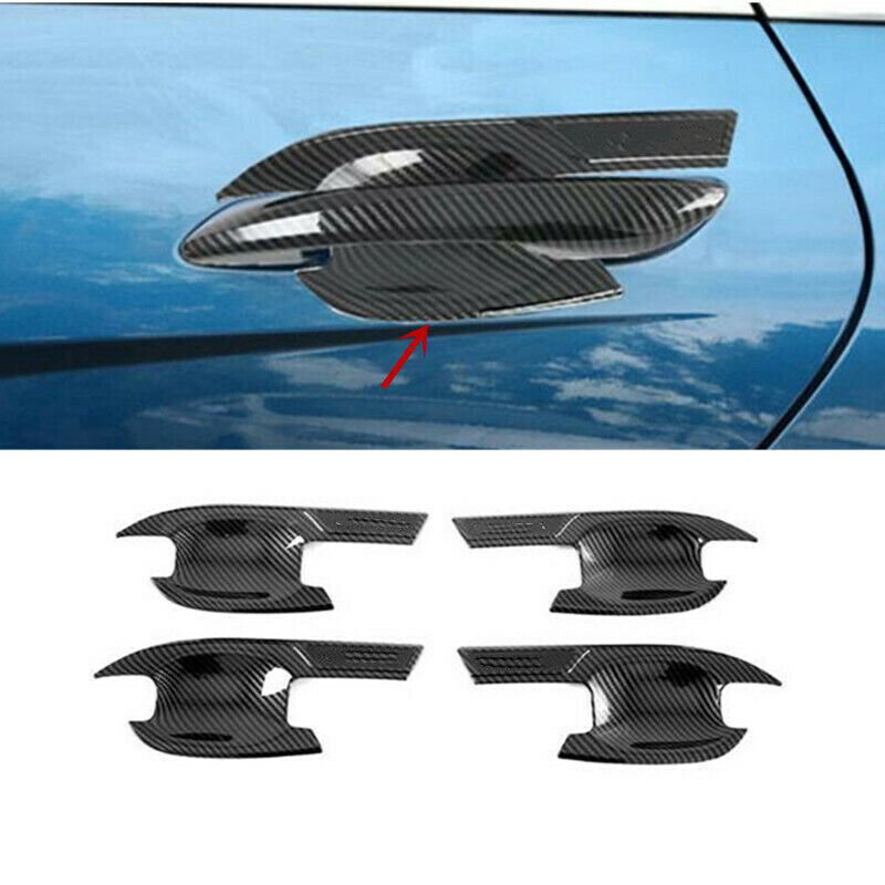 4Pc Carbon ABS Door Handle Bowl Molding Cover Trim for Hyundai for Elantra 2021-2023