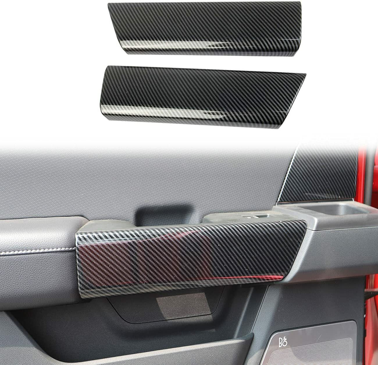 Rear Door Handle Cover Trim Panel Cover for Ford F-150 2021-22 ABS Carbon Fiber