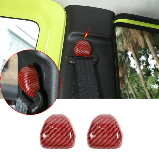 Red Carbon Fiber ABS for Seat Safety Belt Buckle Trim Fit for Suzuki for Jimny 2019-2022