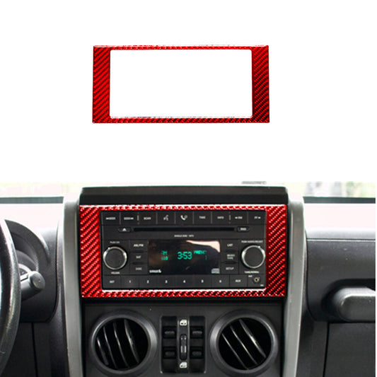 Red Carbon Fiber Radio Surrounding Control Frame Trim for Jeep for Wrangler 2007-10