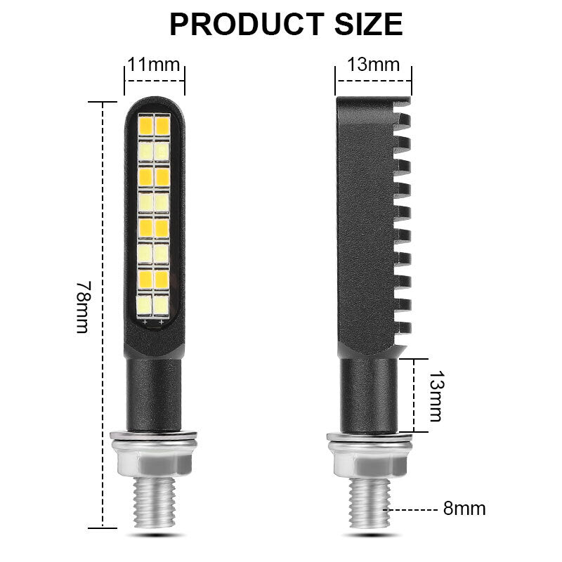 4X Front+Rear Motorcycle LED Turn Signal Flowing Blinker Brake Running Light DRL