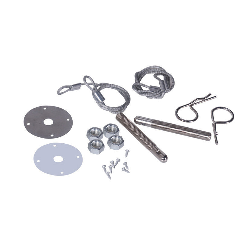 Chrome Car Stainless Steel Practical Mount Engine Hood Pin Plate Bonnet Lock Set