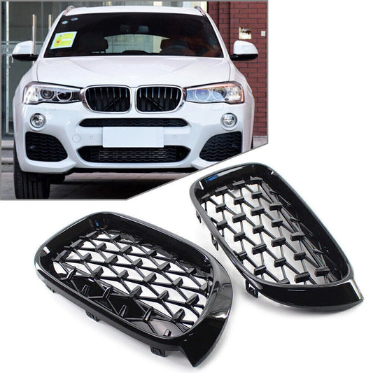 Diamond Meteor Front Kidney Grille for BMW X3 F25 /X4 F26 2014-2017 Glossy Black