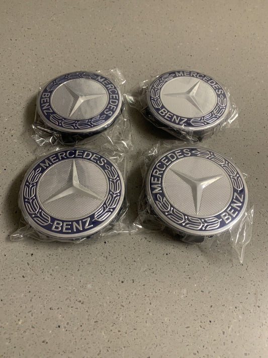for Mercedes Blue Alloy Wheel Center Caps 75mm ABCESM Grade ML CLA GLA - 4ea