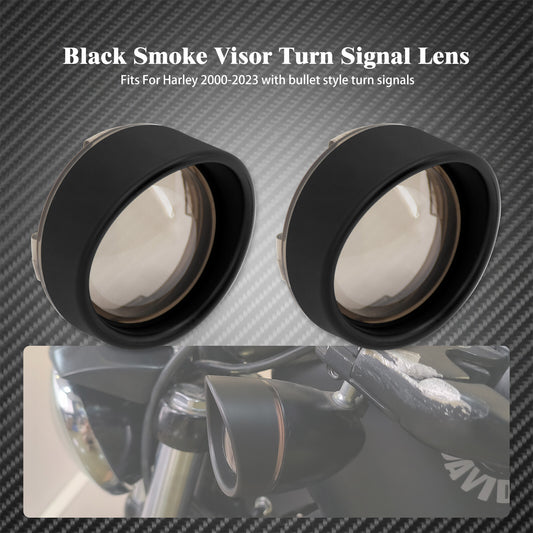 Turn Signal Bullet Visor Deuce Smoked Lens Cover Fit For Dyna Softail Sportster