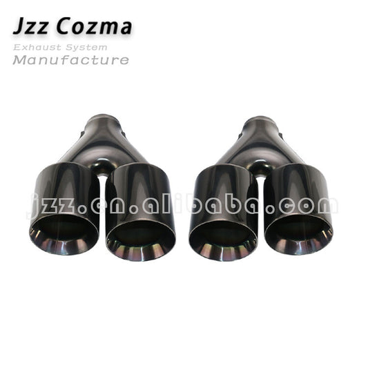 Black 2PCS Universal Dual Polished Exhaust Tip Double Wall 2.5'' ID 3.5 OD