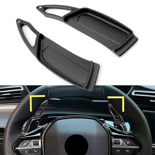 Black Steering Wheel Paddle Shifter Extension for Peugeot 3008 5008 GT 2017-2019