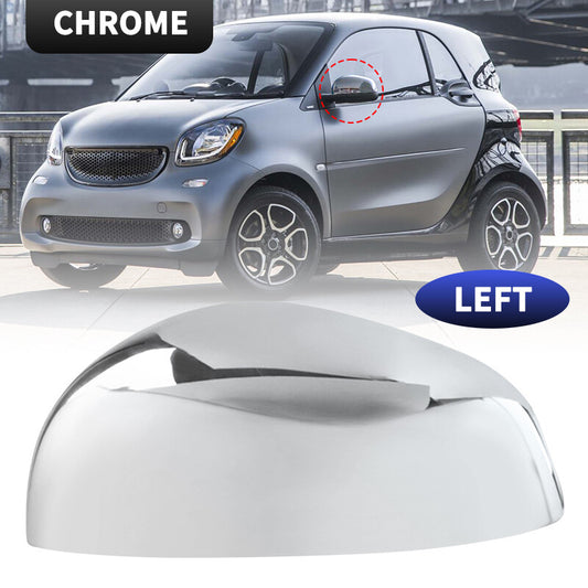 Left Driver Side Rearview Mirror Cover Cap Chrome Fit for Smart Fortwo 2015-2024