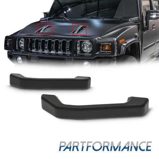 2003-2009 for Hummer H2 SUT front hood door handle replacement parts, black plastic.