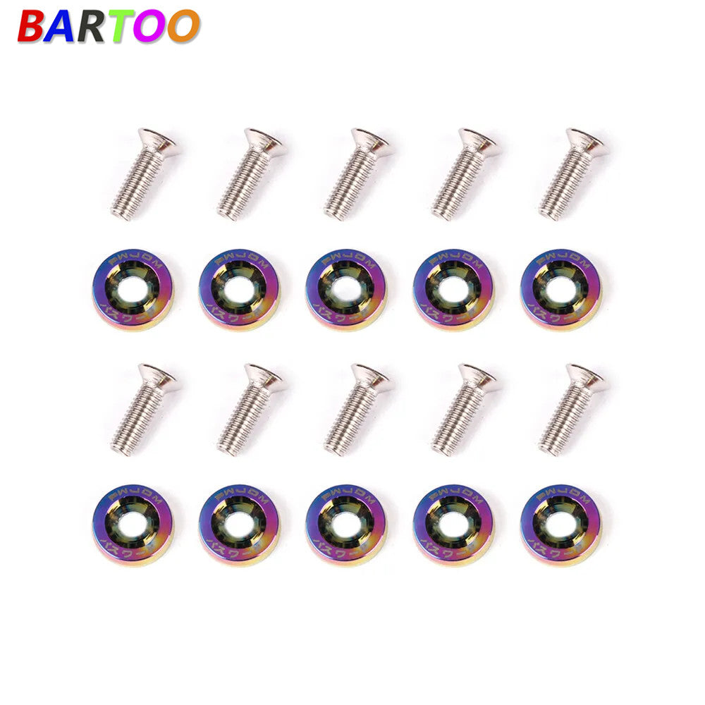 20pcs M6 Car Engine Bumper Fender Washer License Plate Bolt Screws Kit Chrome