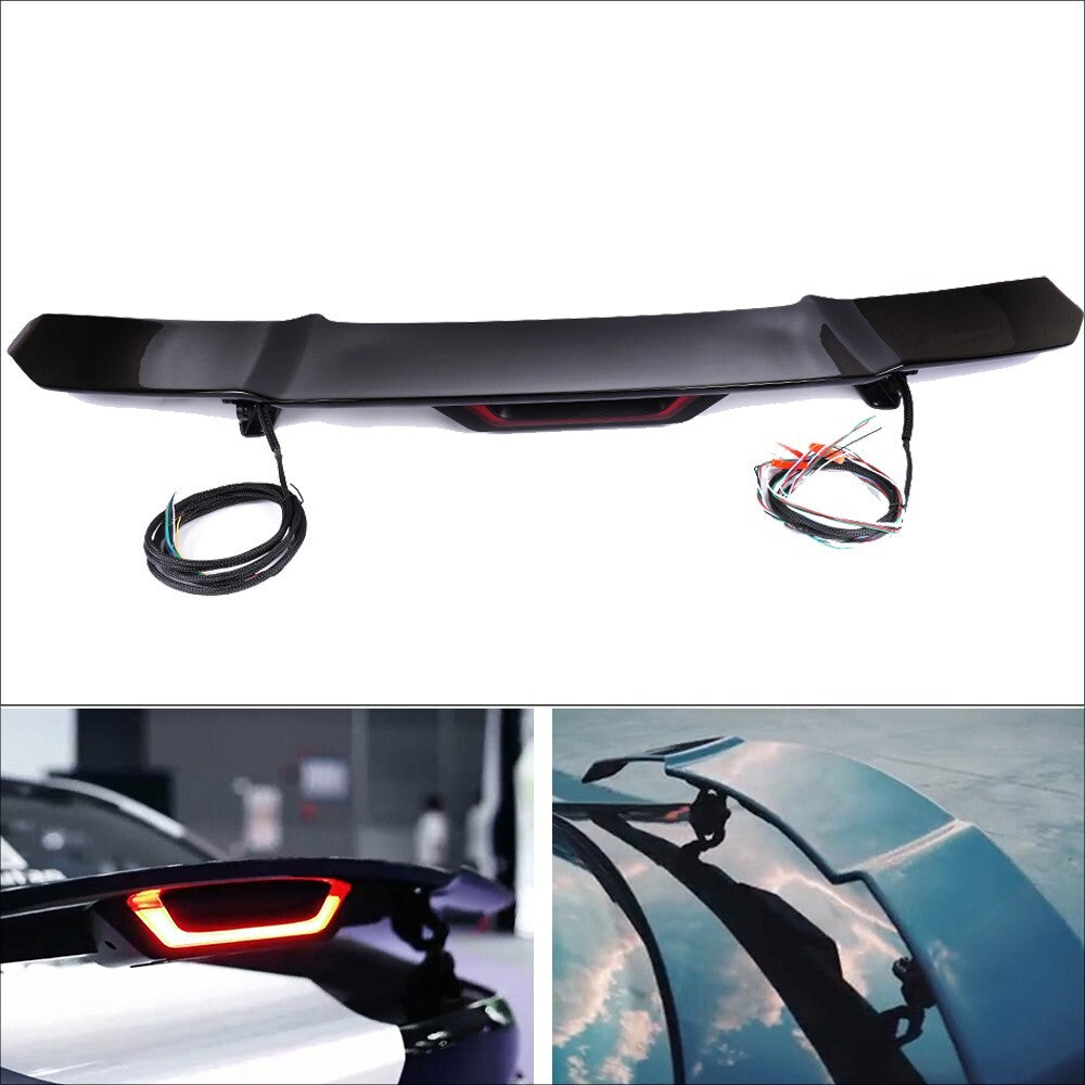 New Polished Black ABS Automatic Adjustable Rear Lift GT Tail Spoiler Wings