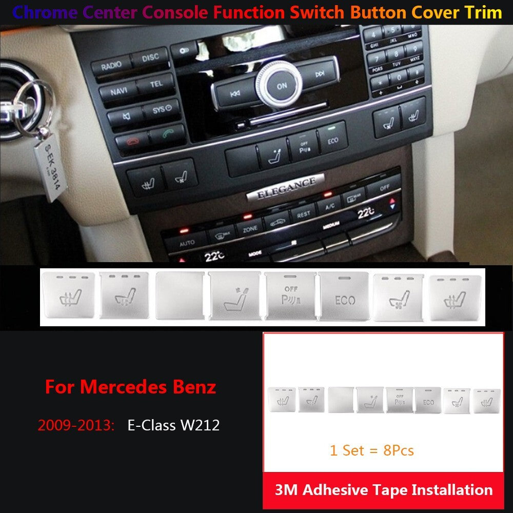 8 x for Mercedes-Benz E W212 Car Center Console for Seat Function Switch Cover Trims