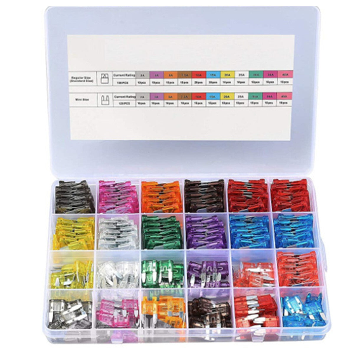 250PCS 2A-40Amp Blade Fuse Kit Assortment Auto Car Truck Motorcycle Fuses Kit