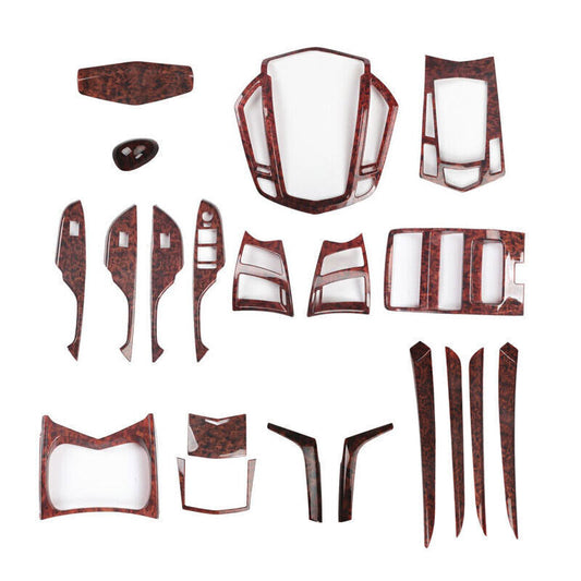 for Cadillac SRX 13-15 Agate Wood Grain Interior Decoration Full Set Cover Trim