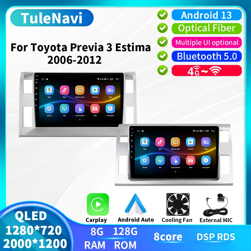 for Toyota Previa 3 XR50 Estima 2006-2012 CarPlay Car Radio Screen GPS Player