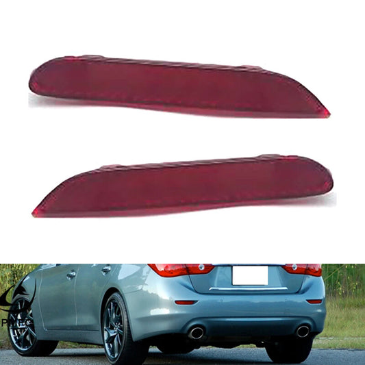 1 Pair Rear Bumper Reflector Brake for Infiniti Q50 QX56 for Nissan Red Lens