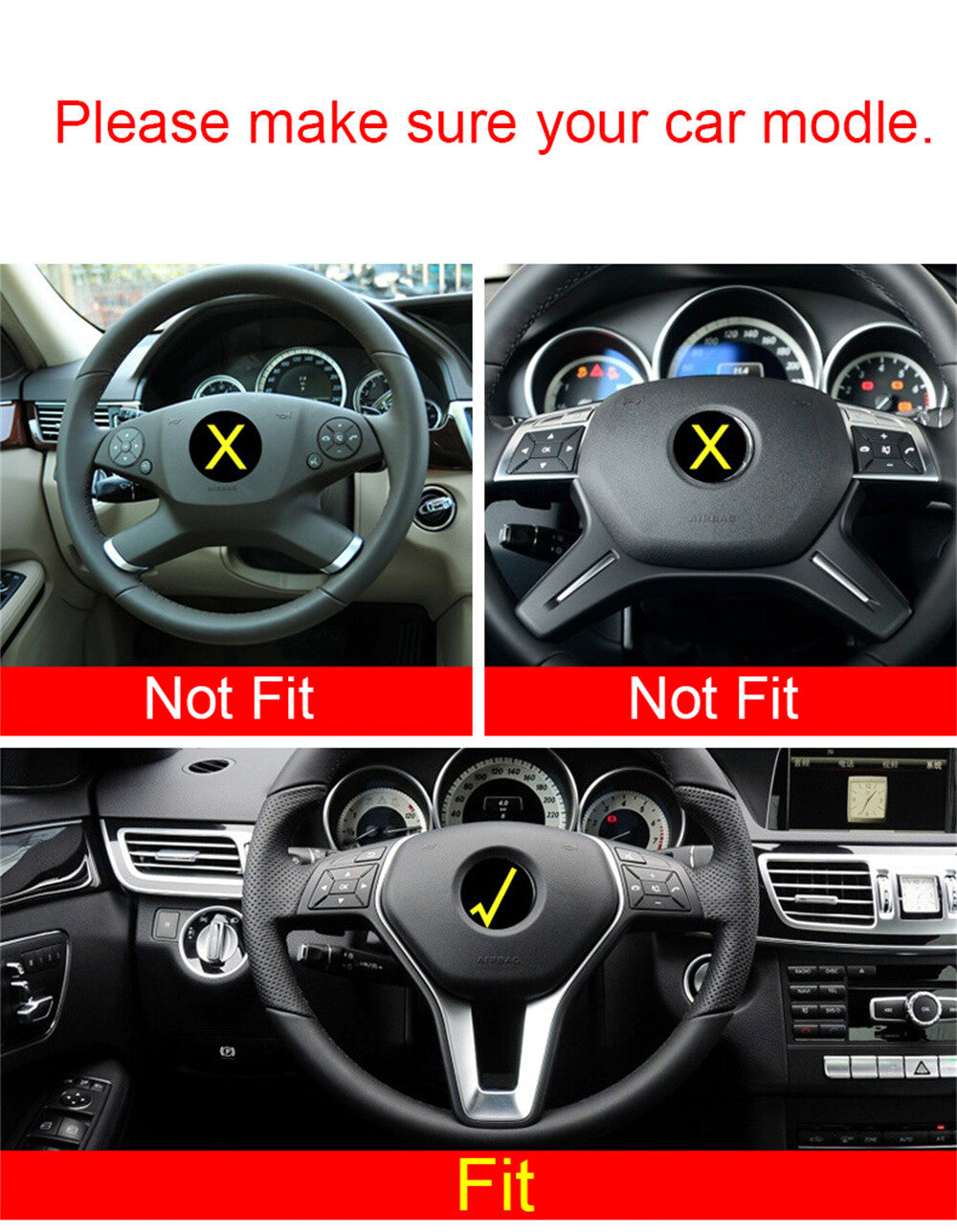 for Benz A B C E CLA GLA GLK CLS Class W212 W204 Steering Wheel Cover ABS Silver