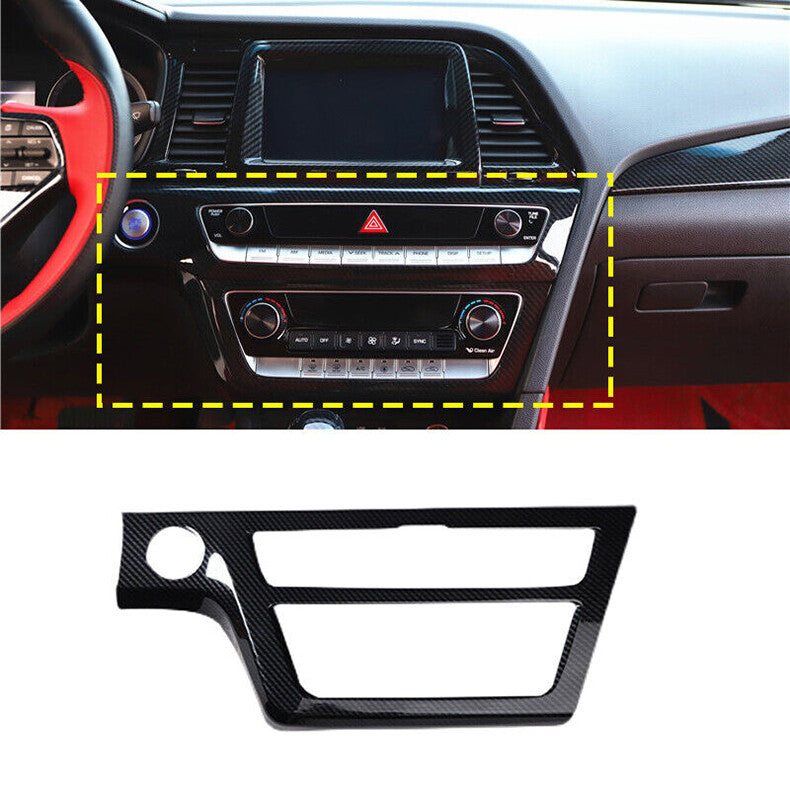 for Hyundai Sonata 2015-17 Carbon Fiber Central Console AC CD Switch Panel Cover