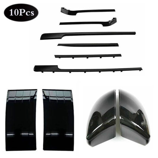 Door Side Body Molding Trim Strip Kits+Mirror Caps for Range Rover 2013-22 Black