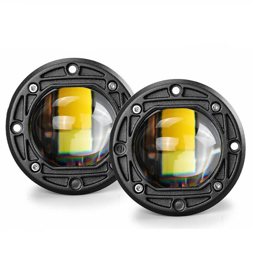 3in Round LED Work Light Pods Flush Mount Spot Driving Fog Off Road Yellow White