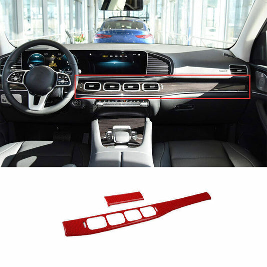 for Mercedes-Benz GLE GLS 2020-23 Red Carbon Fiber Look Console Instrument Strip