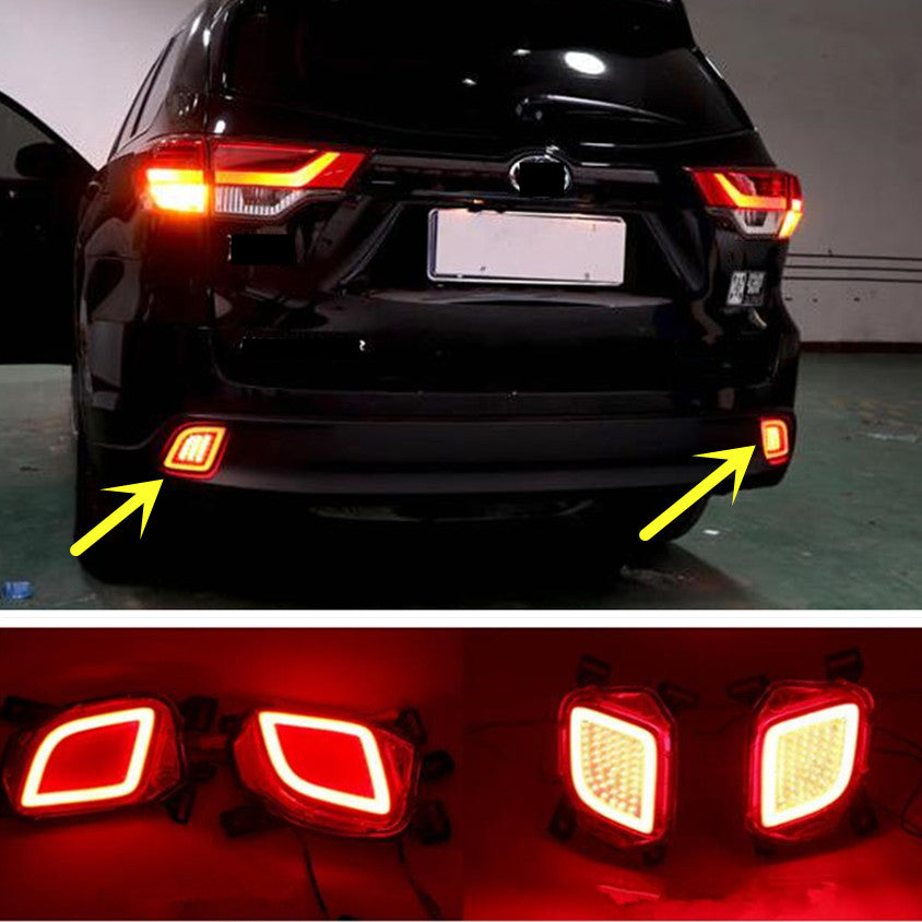for Toyota Highlander 2014-2019 Pair Rear LED Bumper lamp brake light Trim Refit