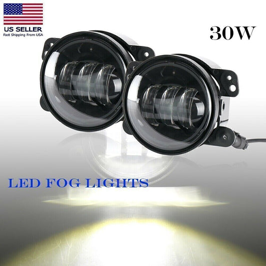 4 30W LED Round Fog Light Driving Lamp for Jeep for Wrangler for Dodge Charger White US