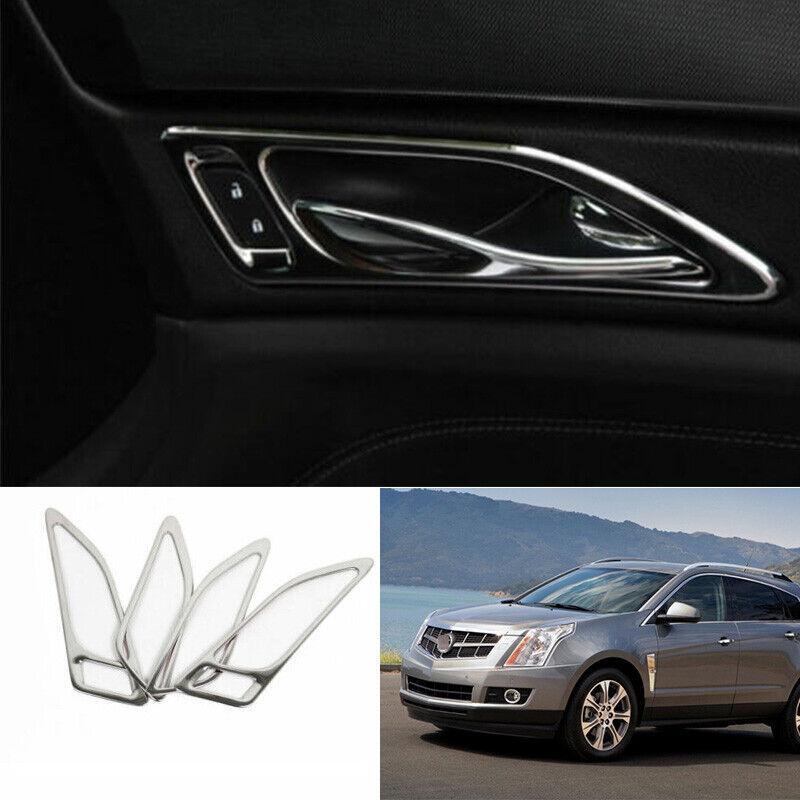 for Cadillac SRX 2010-2016 Chrome Steel Interior Door Handle Frame Trim 4PCS