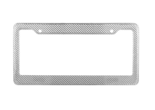 True silver carbon fiber rear cover for car license plate frame cover, suitable for Toyota