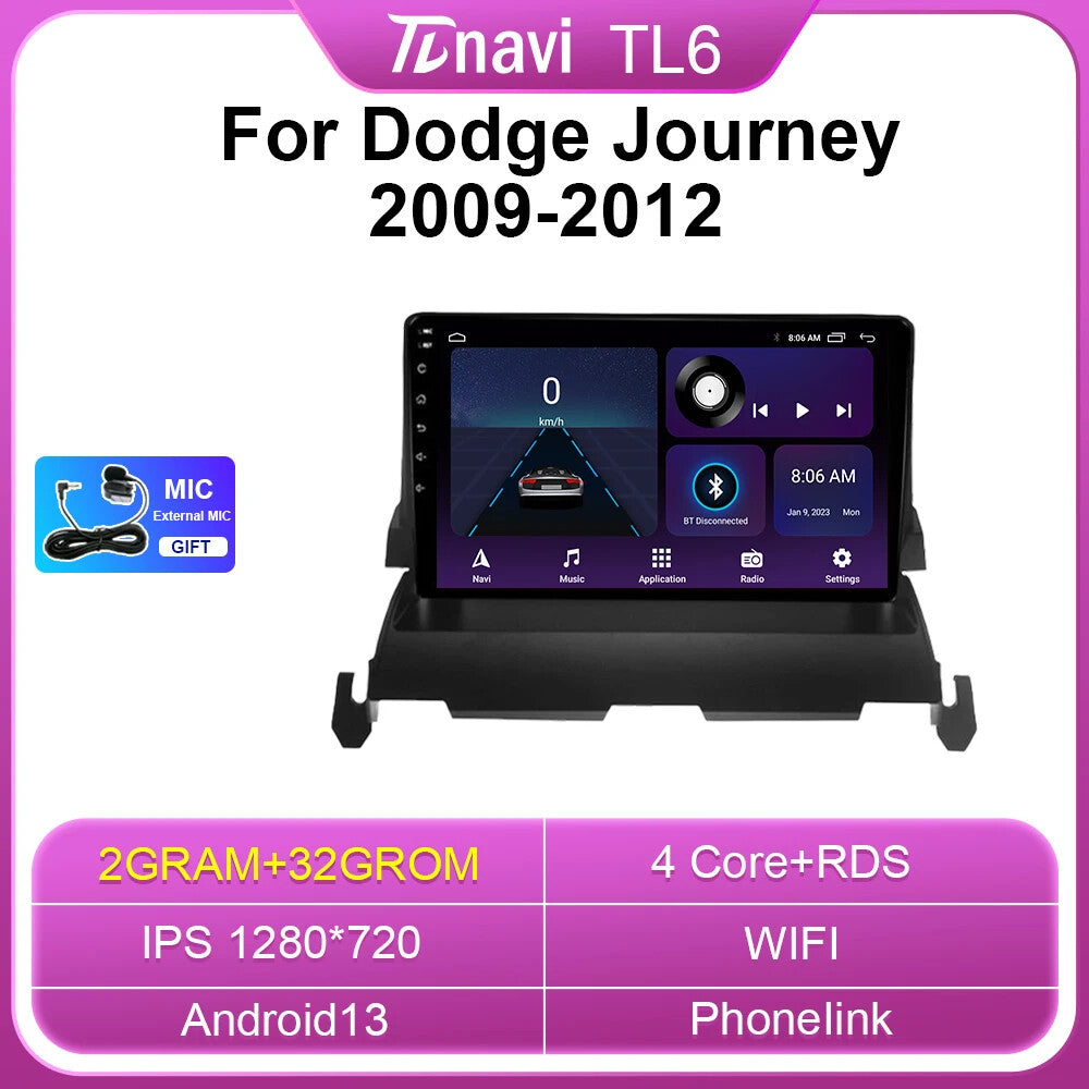 Android Car Radio for Dodge Journey 2009-12 Multimedia Carplay Stereo Player GPS
