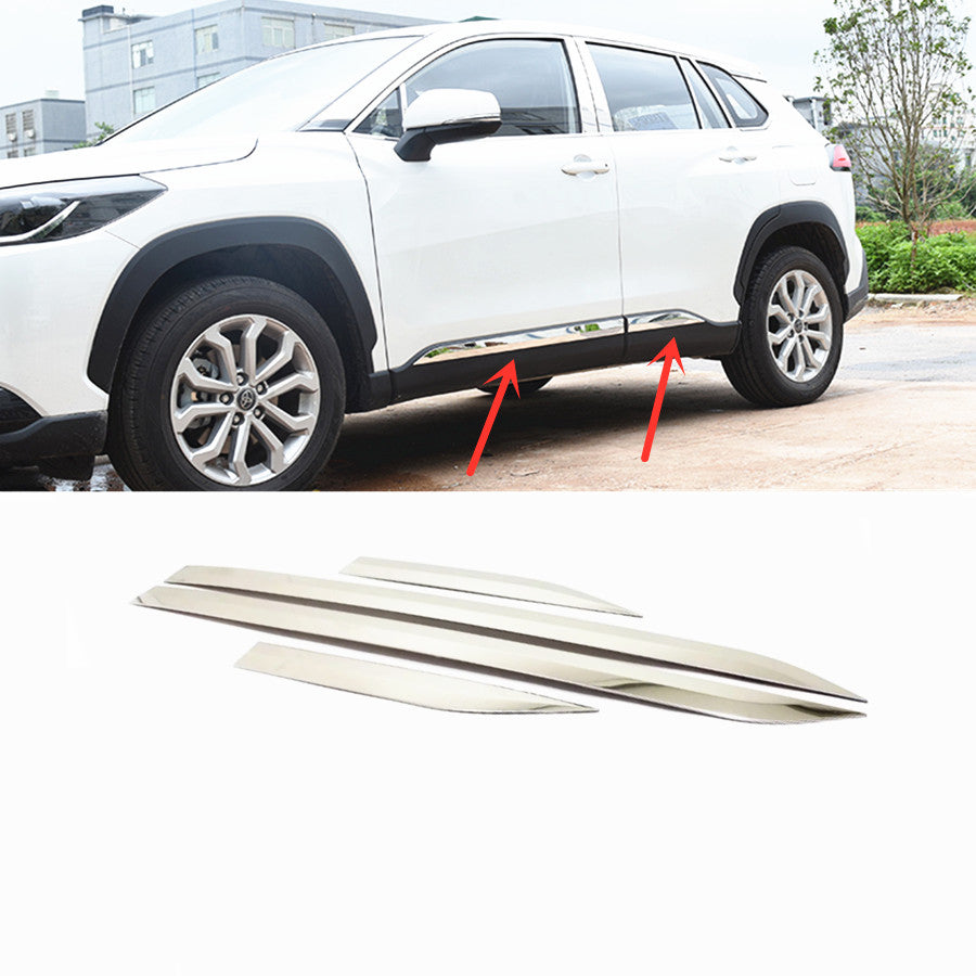 for Toyota for Corolla Cross 22-24 4P Chrome Steel Side Door Body Molding Strip Trim