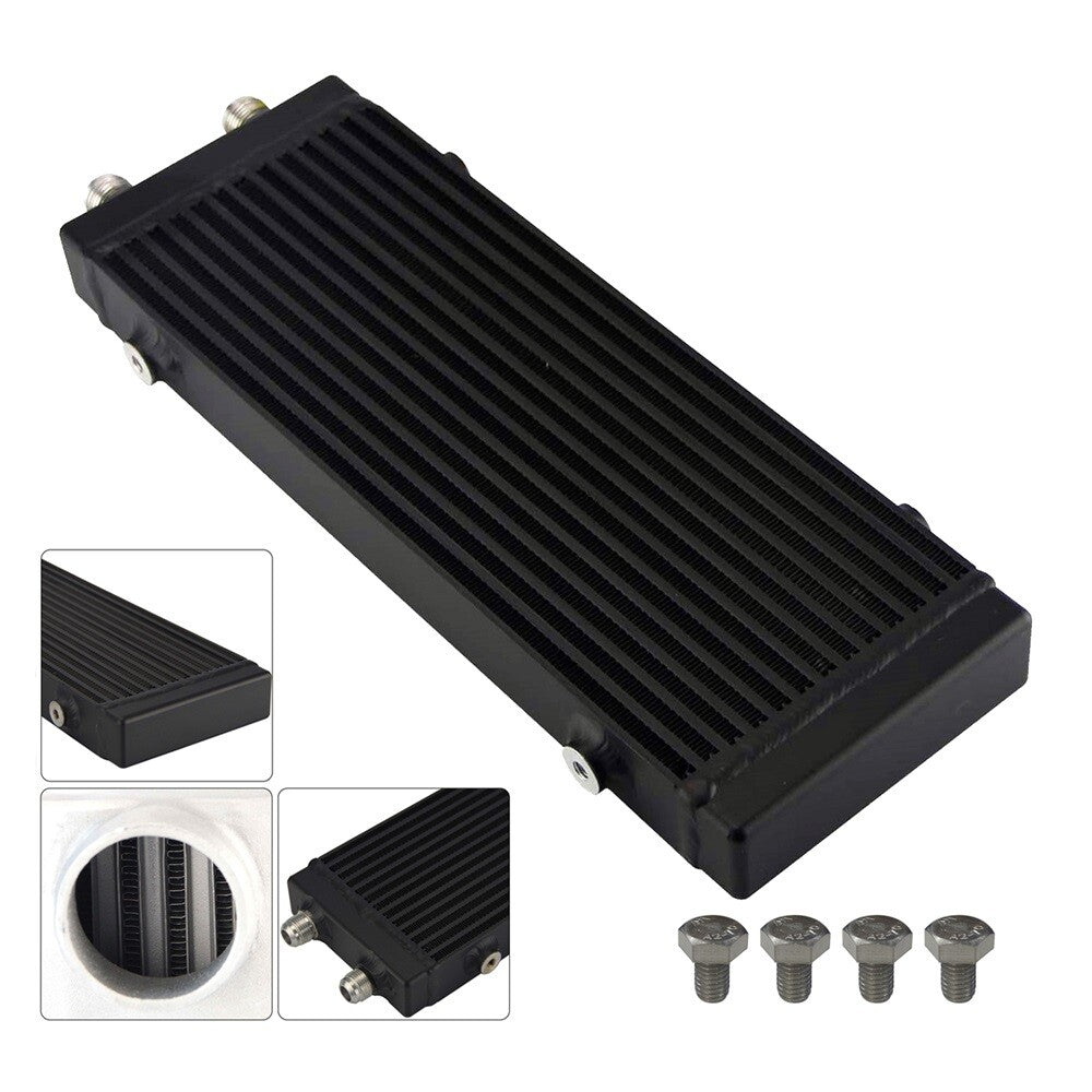 Universal Dual Pass Bar  Plate Oil Cooler Medium Black Core:14x5.5x1.58